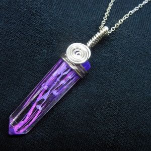 Purple Lava Wire Wrap Resin Necklace